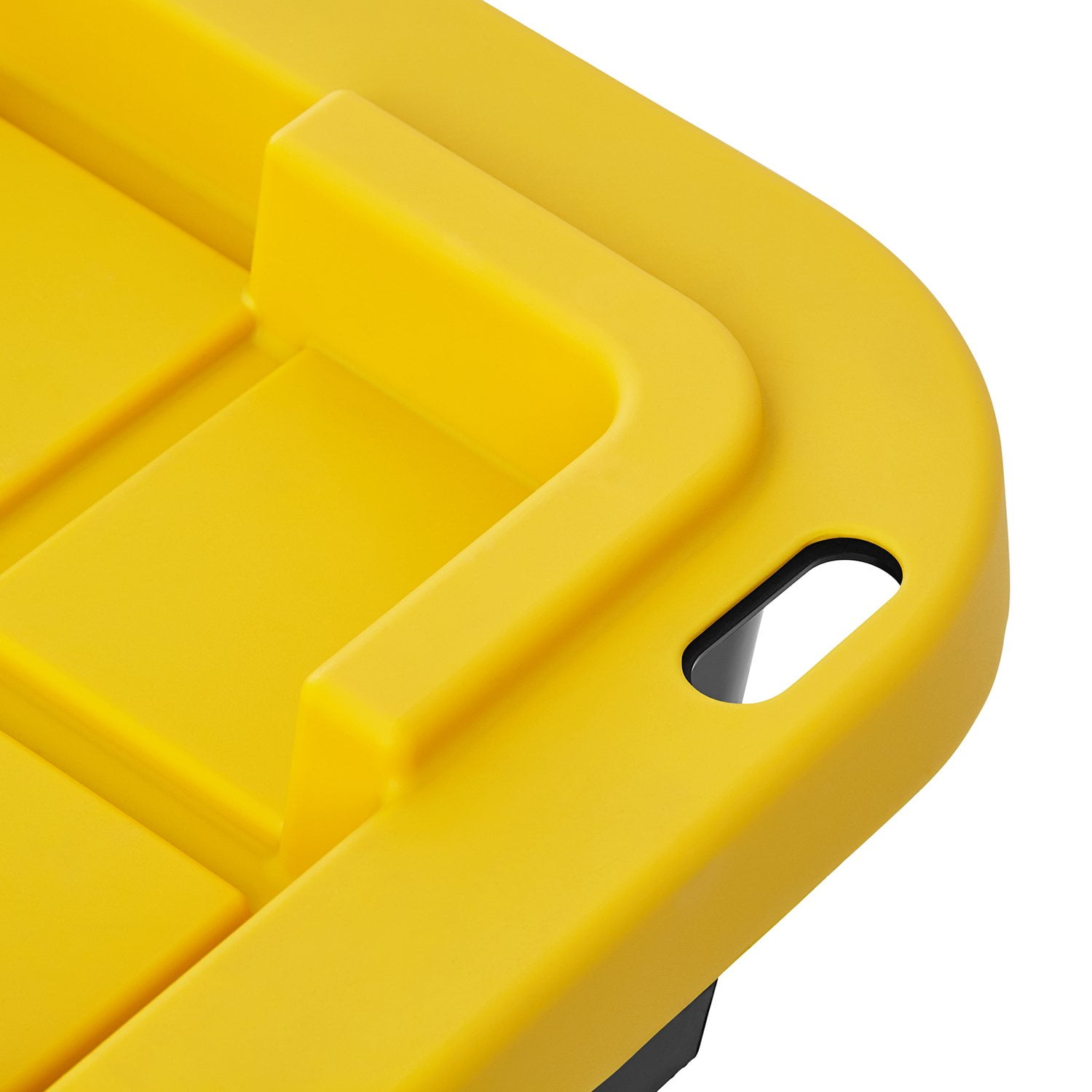 Moving tote rental FAQ, close-up of a 27-gallon tote lid with no tape needed