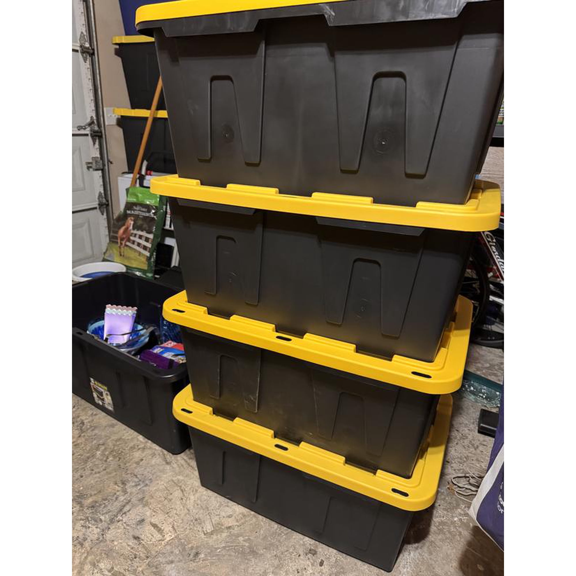 Stacked reusable moving totes ready for delivery in Hickory, NC